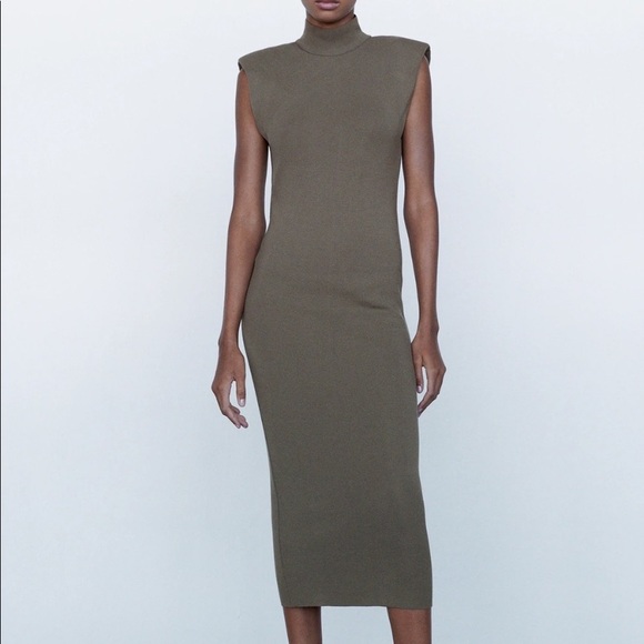 Zara Knit Dress with Shoulder Pads